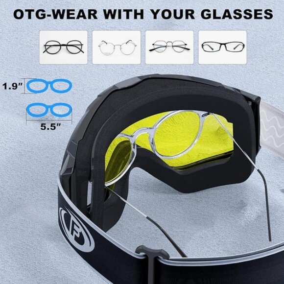 Ski Goggles OTG - Over Glasses Snow/Snowboard Go- 100% UV Protection - Picture 6 of 6